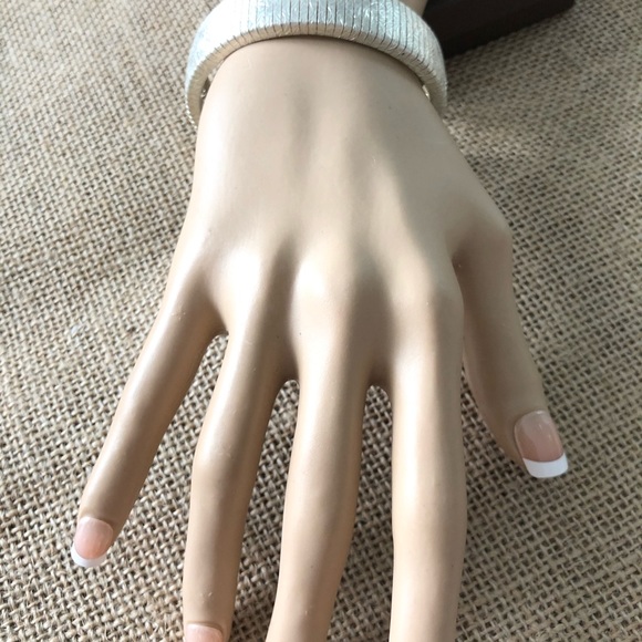 Silpada Italian .925 Sterling Silver Flexible Cuff Bracelet Bangle Safety Chain - Picture 4 of 5